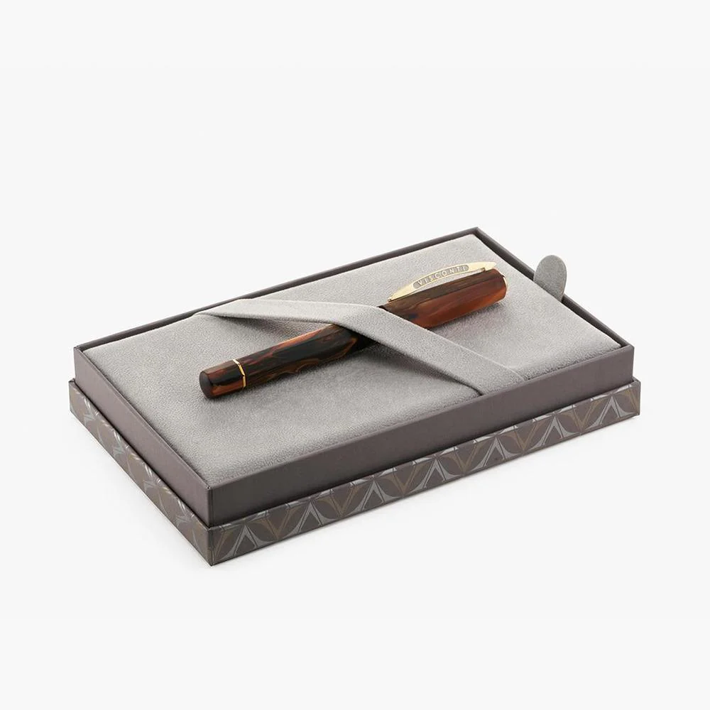 Visconti Fountain Pen - Medici Briarwood - Yellow Gold Trims - Image 16