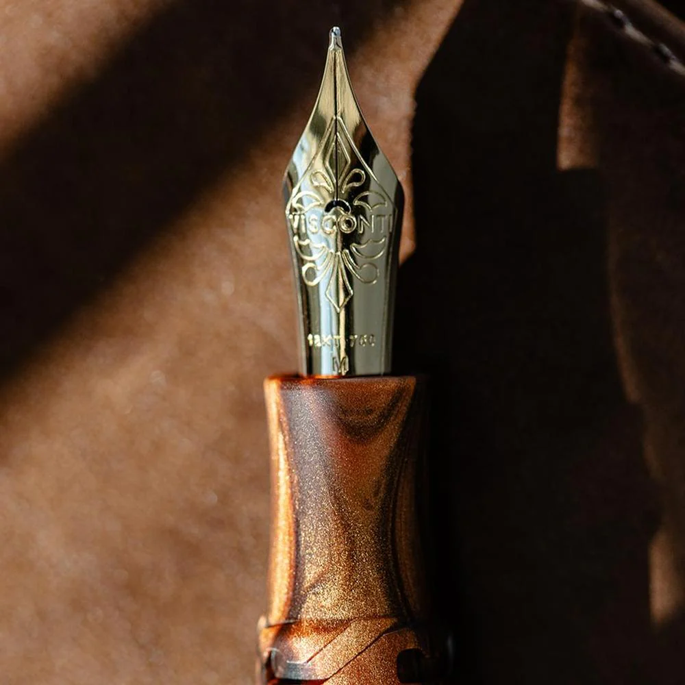 Visconti Fountain Pen - Medici Briarwood - Yellow Gold Trims - Image 4